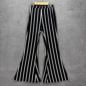 Eye Candy‎ pants Womens Blue white Stripe elastic waist Wide leg disco 80' retro